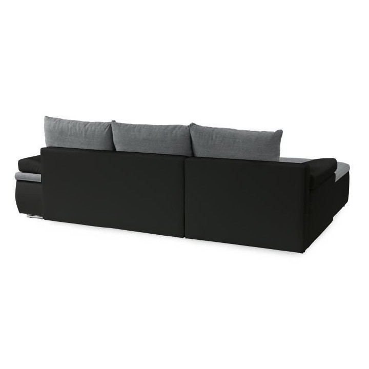 Canapé d'angle réversible convertible 3 places+Coffre - Simili noir