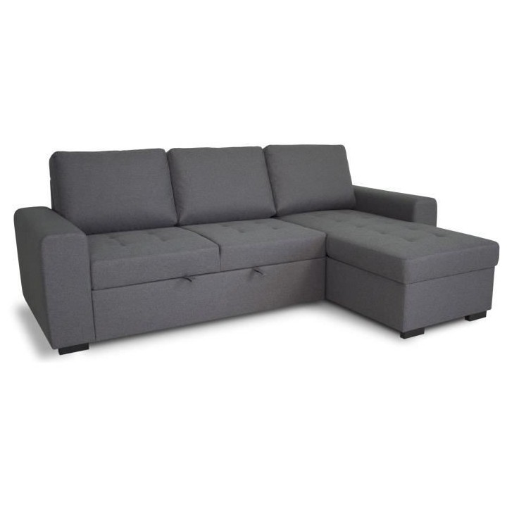 Canapé d'angle convertible réversible CATHY 3 places - Tissu Gris -