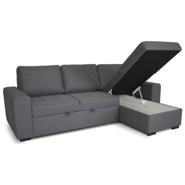 Canapé d'angle convertible réversible CATHY 3 places - Tissu Gris -