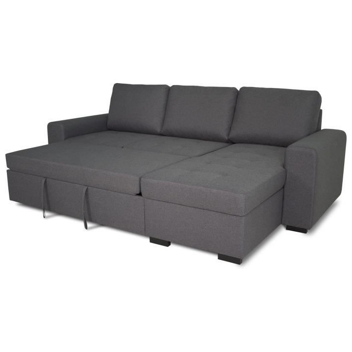 Canapé d'angle convertible réversible CATHY 3 places - Tissu Gris -