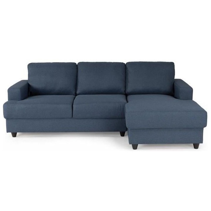 Canapé d'angle droit 4 places - Tissu bleu - Contemporain - L 215 x P