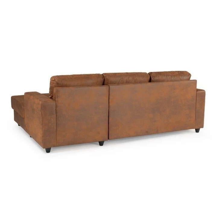 Canapé d'angle droit 4 places - Tissu marron vintage - Contemporain -