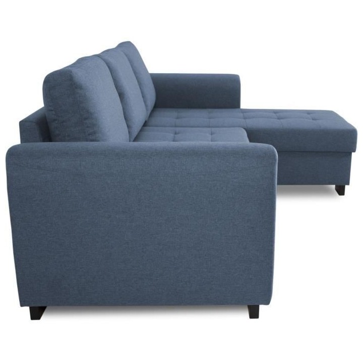 Canapé d'angle fixe réversible 4 places - Tissu Bleu - L245 x P150 x