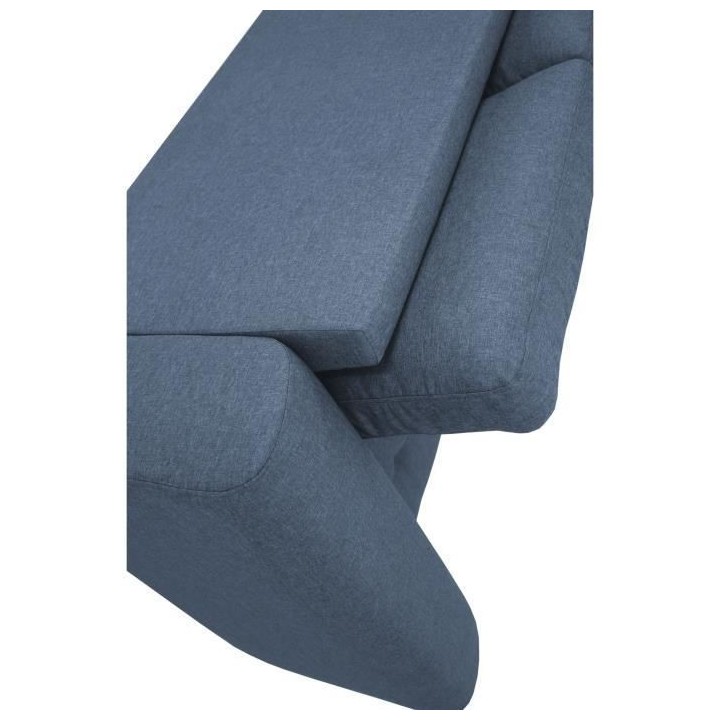 Canapé d'angle fixe réversible 4 places - Tissu Bleu - L245 x P150 x
