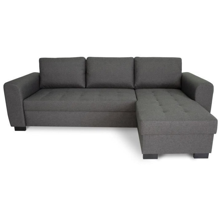 Canapé d'angle fixe réversible 4 places - Tissu Anthracite - L245 x