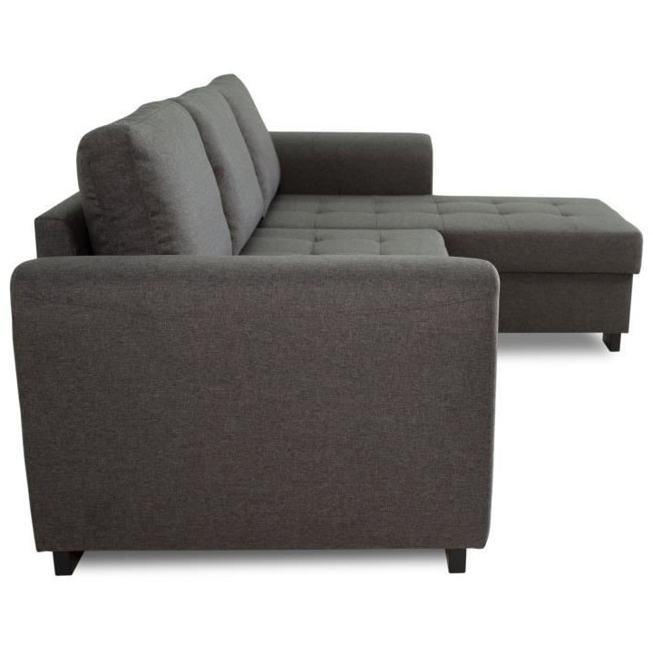 Canapé d'angle fixe réversible 4 places - Tissu Anthracite - L245 x