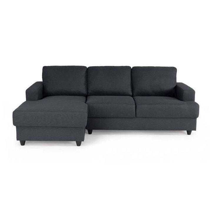 Canapé d'angle gauche 4 places Paul - Tissu gris anthracite - L 215 x