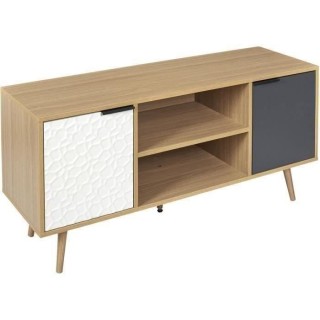Meuble TV - Bois - Bois, blanc & Gris anthracite - 56.3x39x120 cm - Sv
