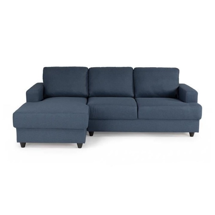 PAUL Canapé d'angle gauche 4 places - Tissu bleu - Contemporain - L 2
