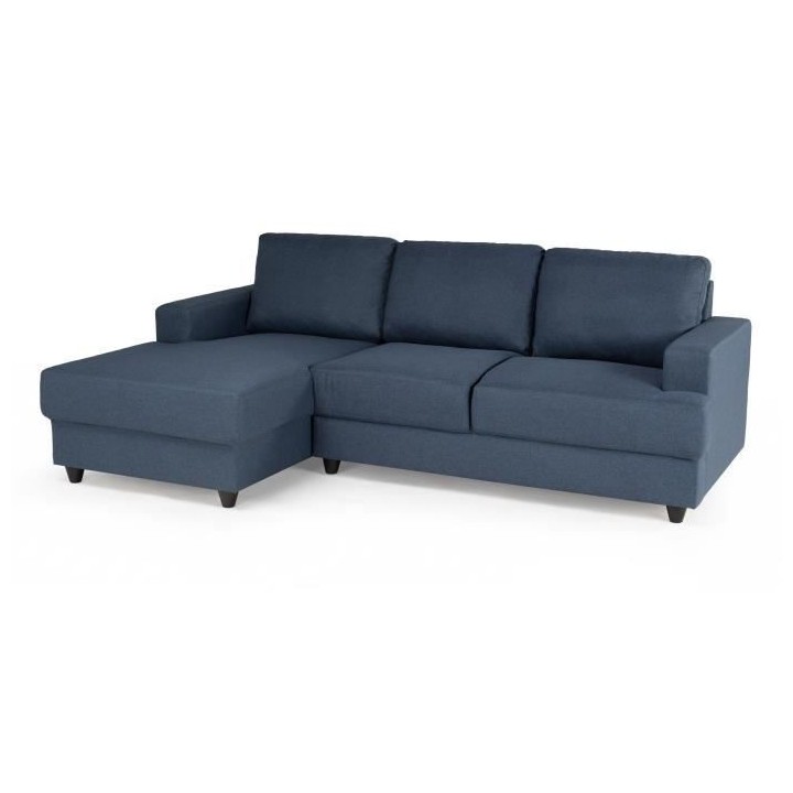 PAUL Canapé d'angle gauche 4 places - Tissu bleu - Contemporain - L 2