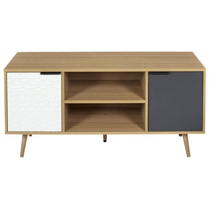 Meuble TV - Bois - Bois, blanc & Gris anthracite - 56.3x39x120 cm - Sv