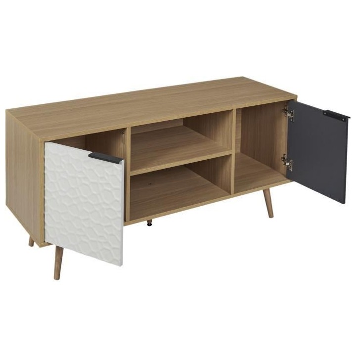 Meuble TV - Bois - Bois, blanc & Gris anthracite - 56.3x39x120 cm - Sv