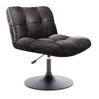 Fauteuil pivotant tissu noir - Style industriel - L 89 x P 39 x H 66 c