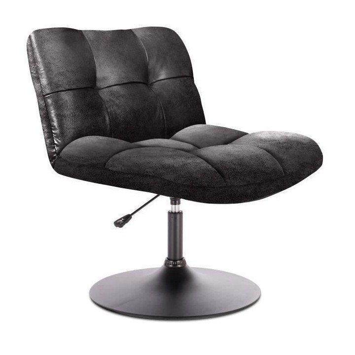 Fauteuil pivotant tissu noir - Style industriel - L 89 x P 39 x H 66 c