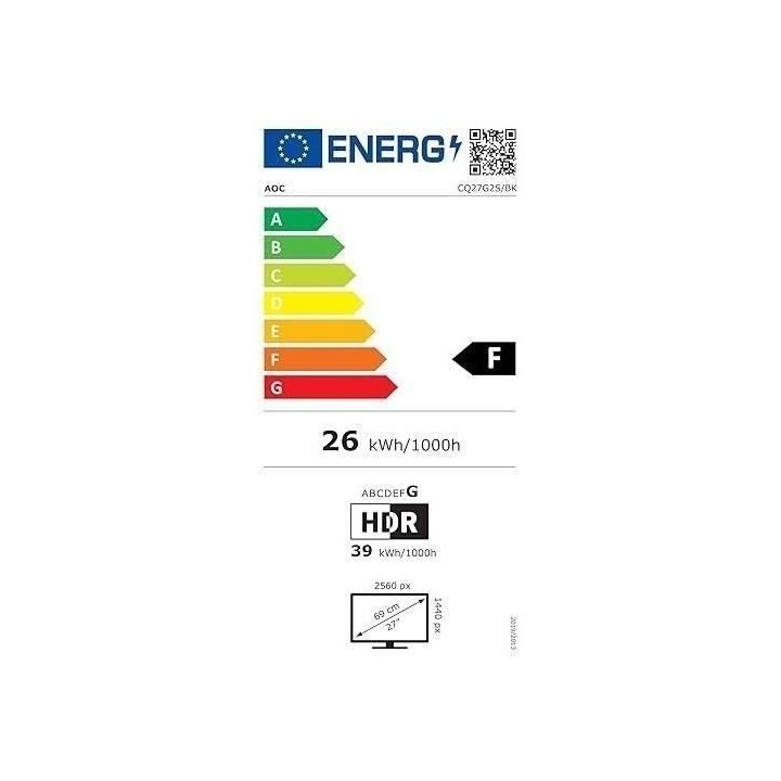 Ecran PC Gamer Incurvé - AOC - CQ27G2S/BK - 27 VA QHD 1ms 144Hz HDMI