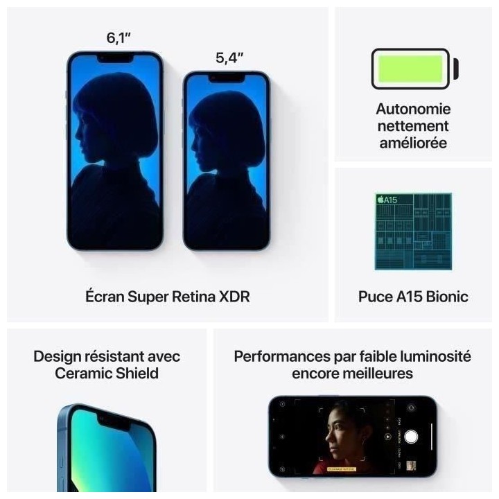 APPLE iPhone 13 512GB Blue- sans kit piéton