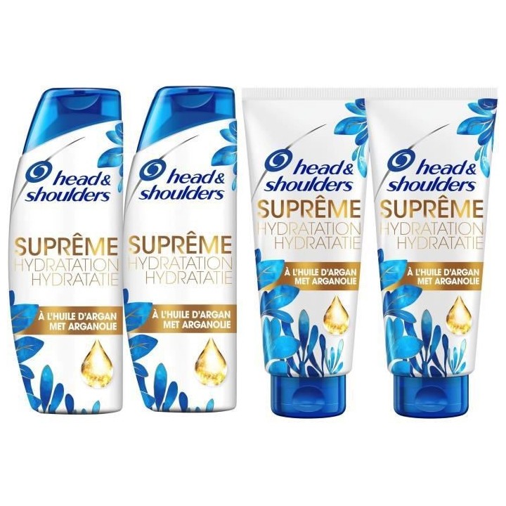 HEAD & SHOULDERS Supreme Hydratation 2 shampoing + 2 apres shampoing