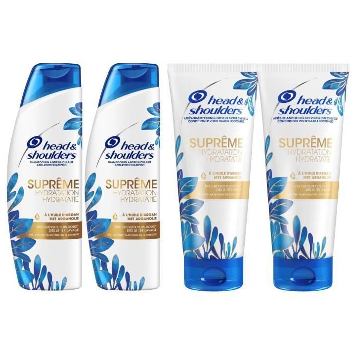 HEAD & SHOULDERS Supreme Hydratation 2 shampoing + 2 apres shampoing