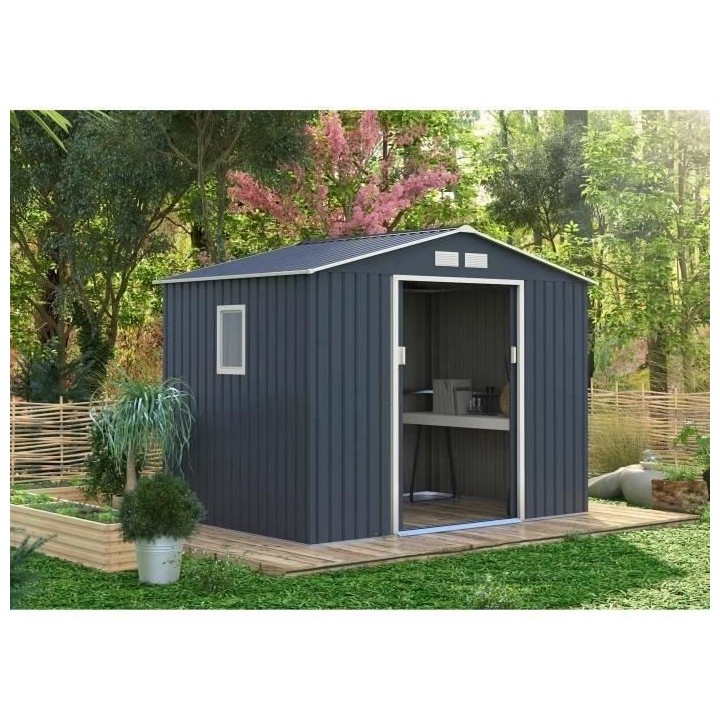 Abri de jardin en métal 	5,29 m² - 277 x 191 x 202 cm - Kit d'ancrag