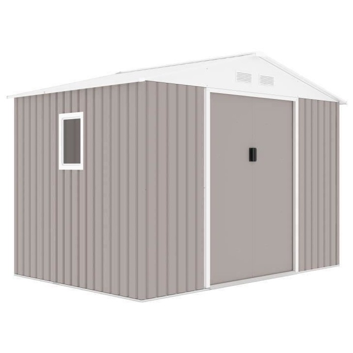 Abri de jardin en métal 5,29 m² - Kit d'ancrage inclus - Taupe