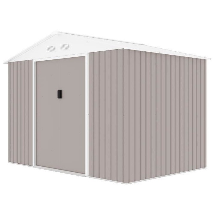 Abri de jardin en métal 5,29 m² - Kit d'ancrage inclus - Taupe