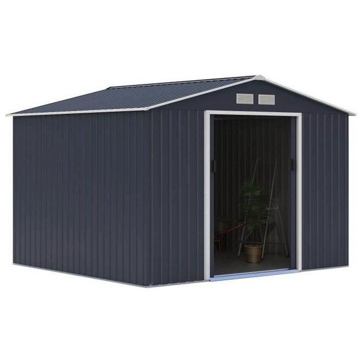 Abri de jardin en métal 7,06 m² - 277 x 255 x 202 cm - Kit d'ancrage