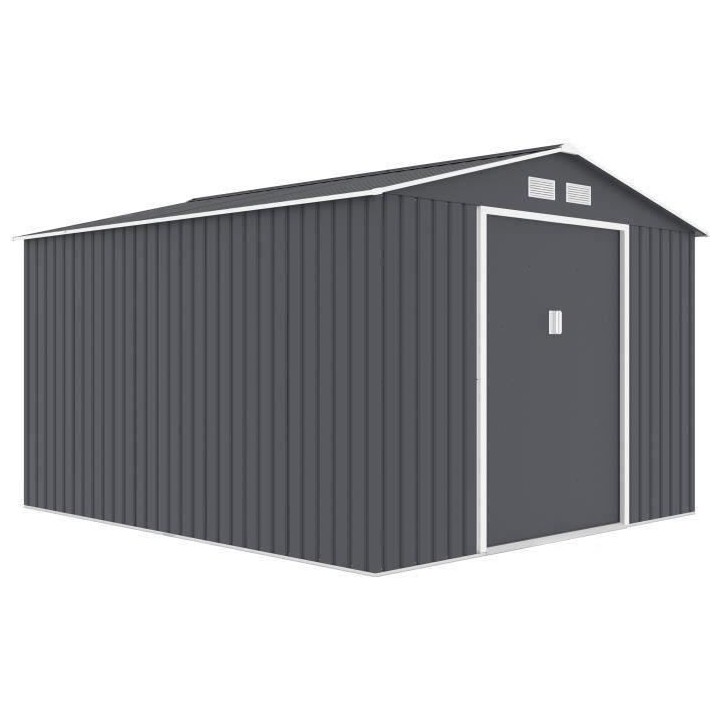 Abri de jardin en métal 8,84 m² - 277 x 319 x 202 cm - Kit d'ancrage