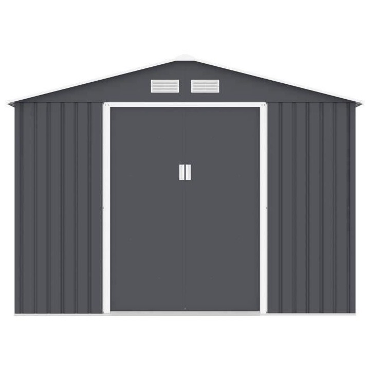 Abri de jardin en métal 8,84 m² - 277 x 319 x 202 cm - Kit d'ancrage