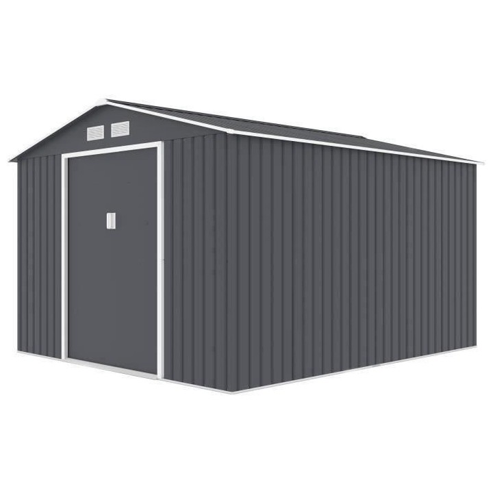 Abri de jardin en métal 8,84 m² - 277 x 319 x 202 cm - Kit d'ancrage