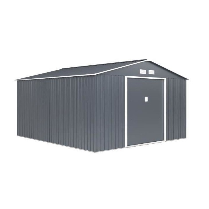 Abri de jardin en métal 12,99 m² - 340 x 382 x 210 cm - Kit d'ancrag