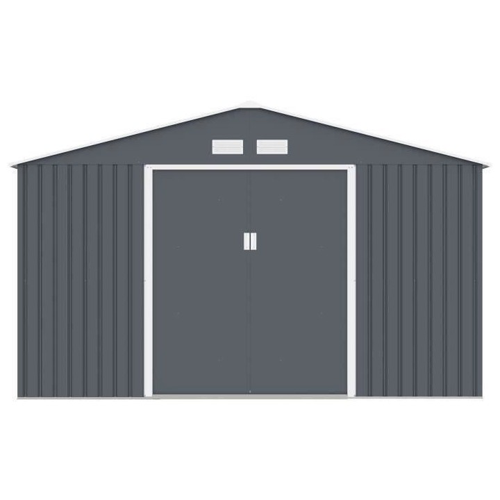 Abri de jardin en métal 12,99 m² - 340 x 382 x 210 cm - Kit d'ancrag