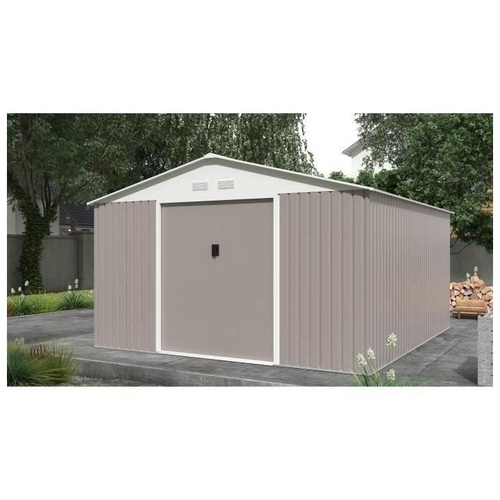 Abri de jardin en métal 12,99 m² - 340 x 382 x 210 cm - Kit d'ancrag