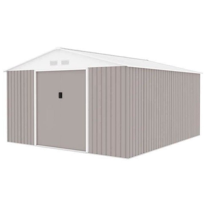Abri de jardin en métal 12,99 m² - 340 x 382 x 210 cm - Kit d'ancrag