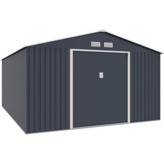 Abri de jardin en métal 15,16 m² - Kit d'ancrage inclus - Gris anthr