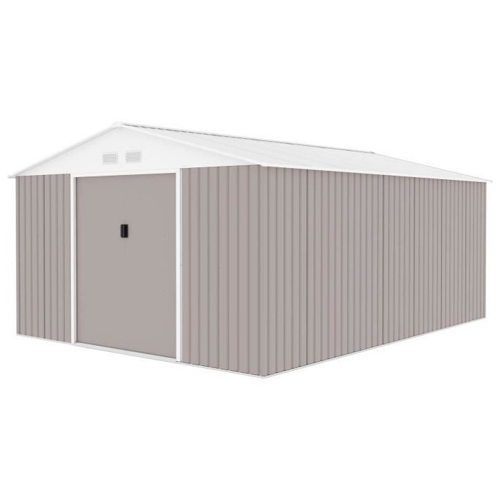 Abri de jardin en métal 15,16 m² - Kit d'ancrage inclus - Taupe