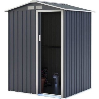 Abri de jardin en métal 1,63 m² - Kit d'ancrage inclus - Gris anthra