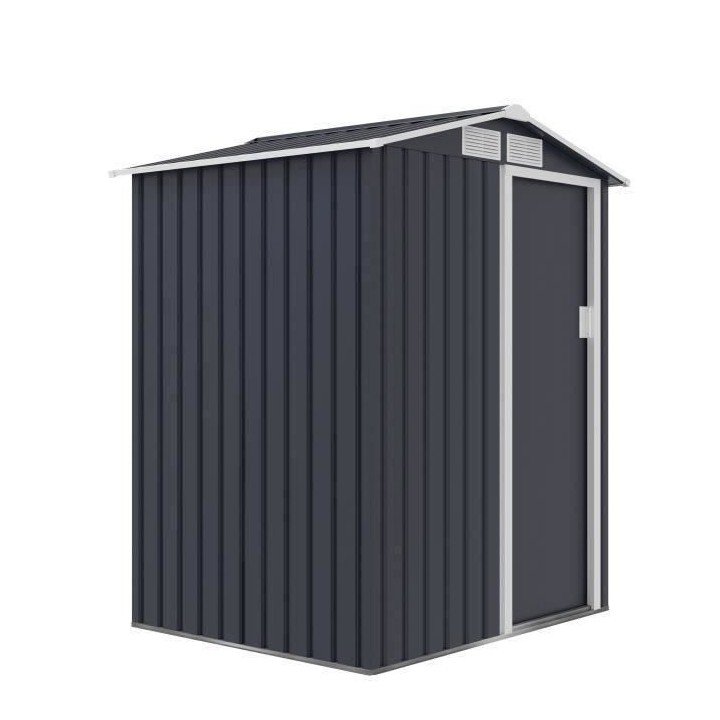 Abri de jardin en métal 1,63 m² - Kit d'ancrage inclus - Gris anthra