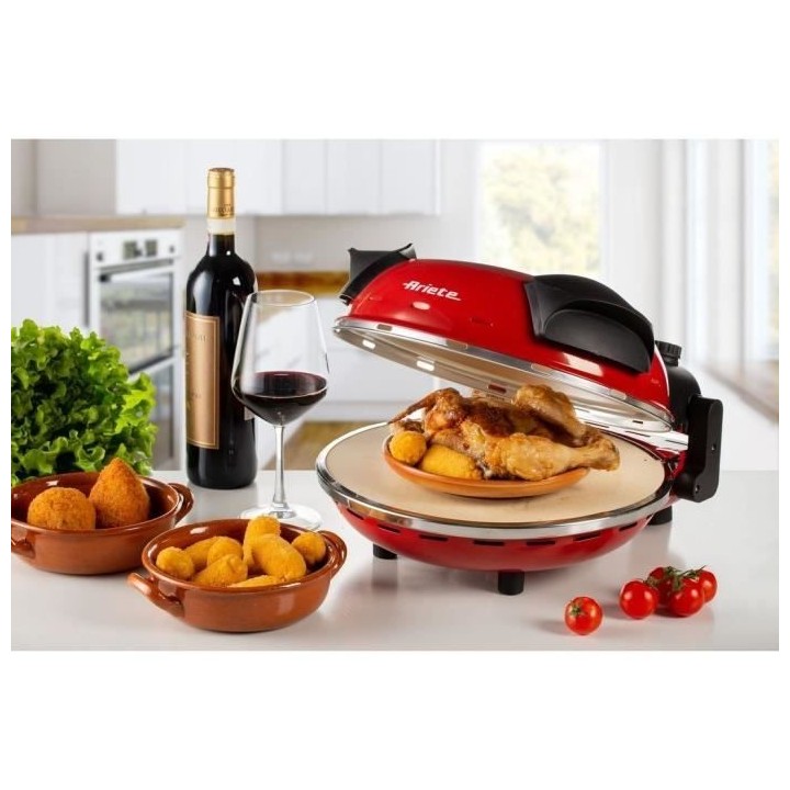 Four a Pizza électrique ARIETE - Rouge - Pierre réfractaire - 1200W