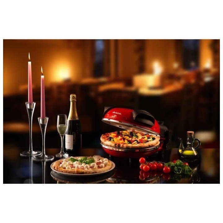 Four a Pizza électrique ARIETE - Rouge - Pierre réfractaire - 1200W