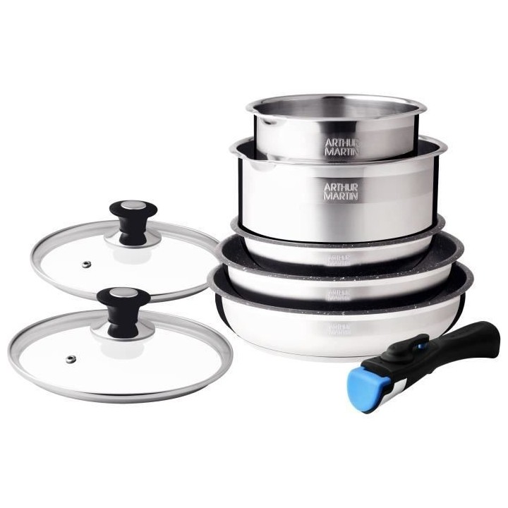 Batterie de cuisine Arthur Martin AM2493 8 pieces - Acier Inoxydable -