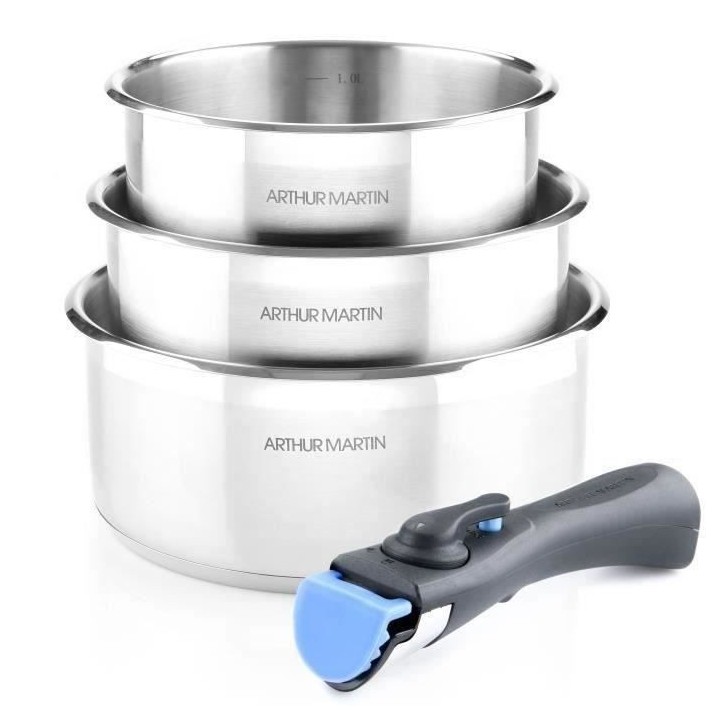 Set de 3 casseroles 16-18-20 cm Arthur Martin AM3710 - Acier Inoxydabl