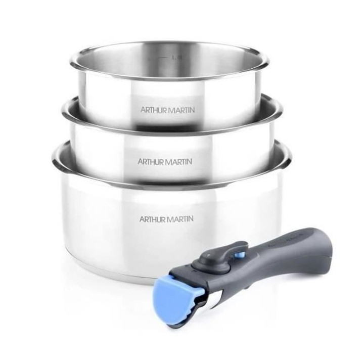 Set de 3 casseroles 16-18-20 cm Arthur Martin AM3710 - Acier Inoxydabl