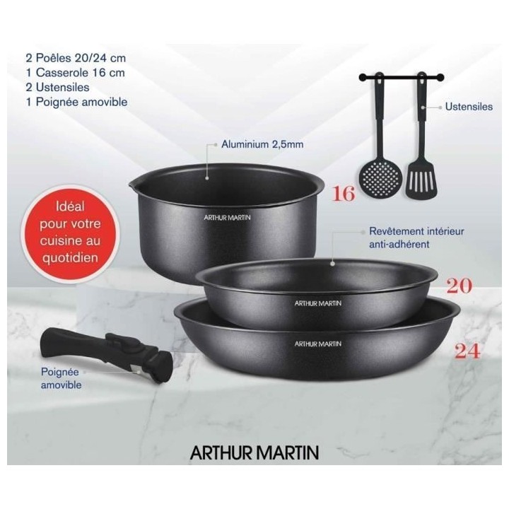 Batterie de cuisine - Tous feux dont induction - Arthur Martin - AM958