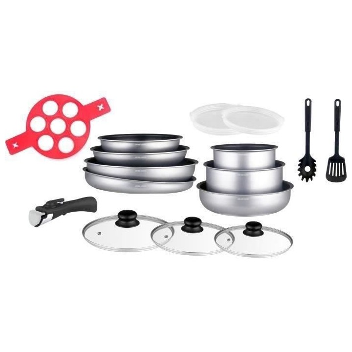 Batterie de cuisine Arthur Martin AM3950 16 pieces - Aluminium - Poign