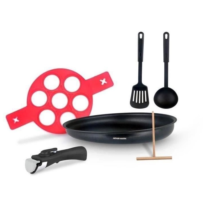 Crepiere - Arthur Martin AM5563 6 pieces - 28 cm - Aluminium - Poigné