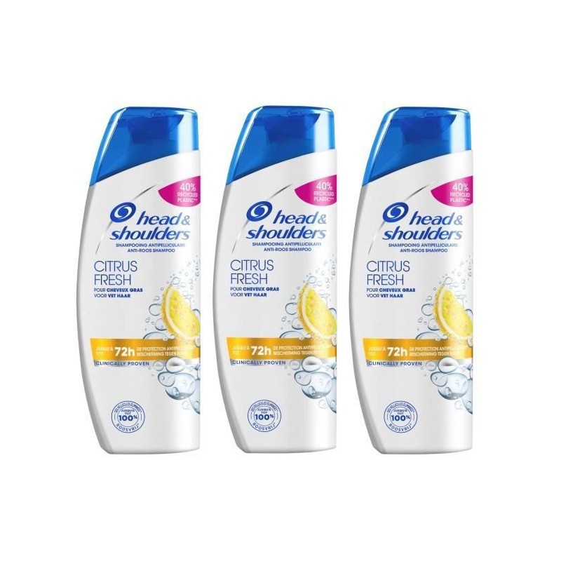 LOT DE 3 - Head & Shoulders Citrus Fresh Shampoing - 285 mL