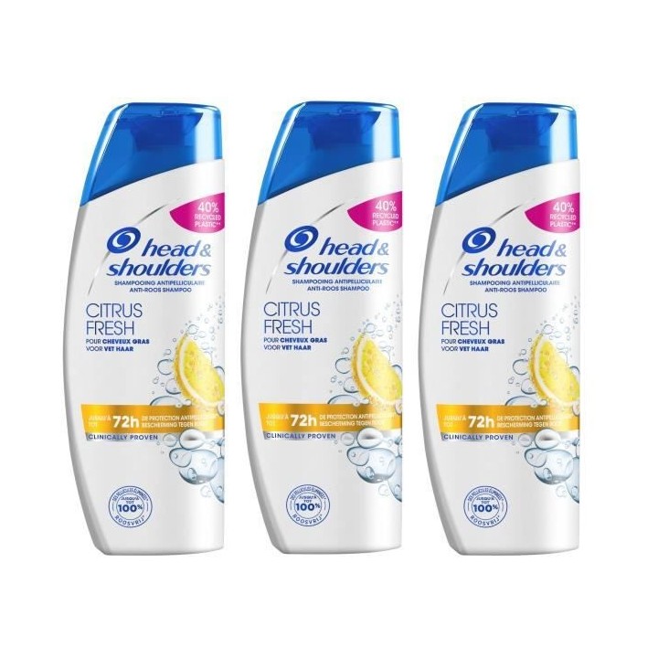 LOT DE 3 - Head & Shoulders Citrus Fresh Shampoing - 285 mL