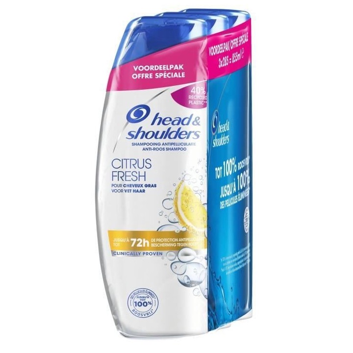 LOT DE 3 - Head & Shoulders Citrus Fresh Shampoing - 285 mL