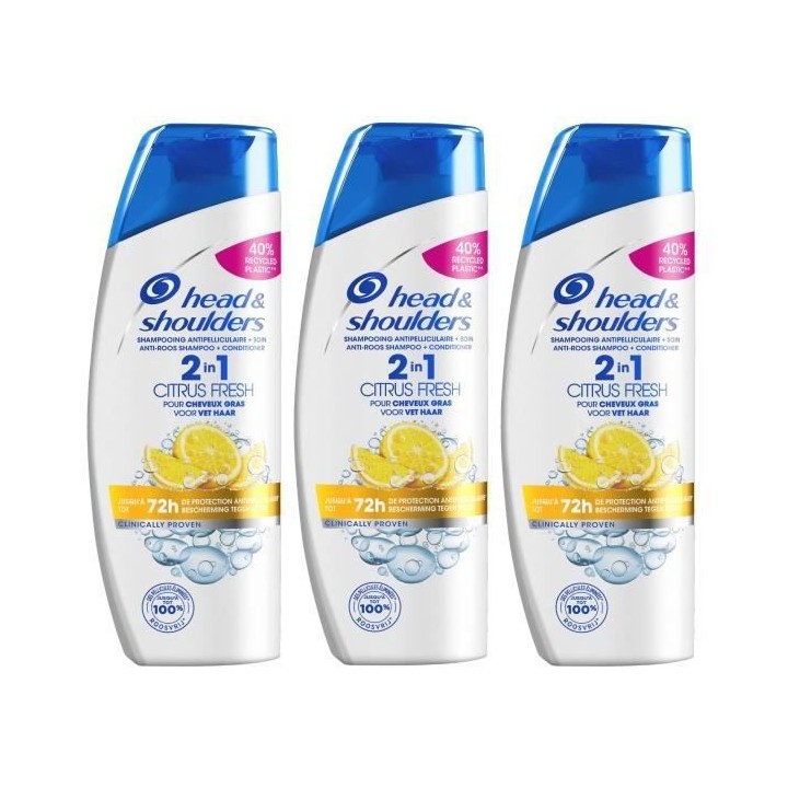 LOT DE 3 - Head & Shoulders Shampoing Citrus Fresh 2 en 1 - 270 mL