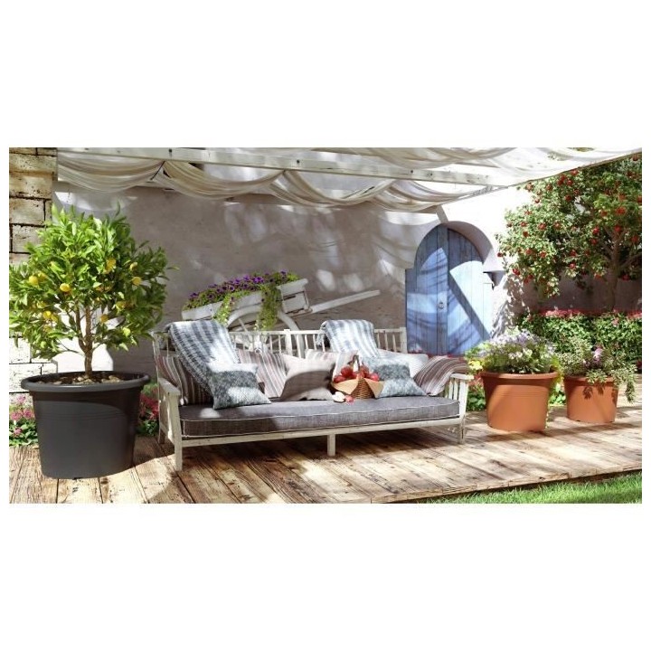 ARTEVASI Pot de fleurs Venezia Cilindro - 50 cm - Gris anthracite